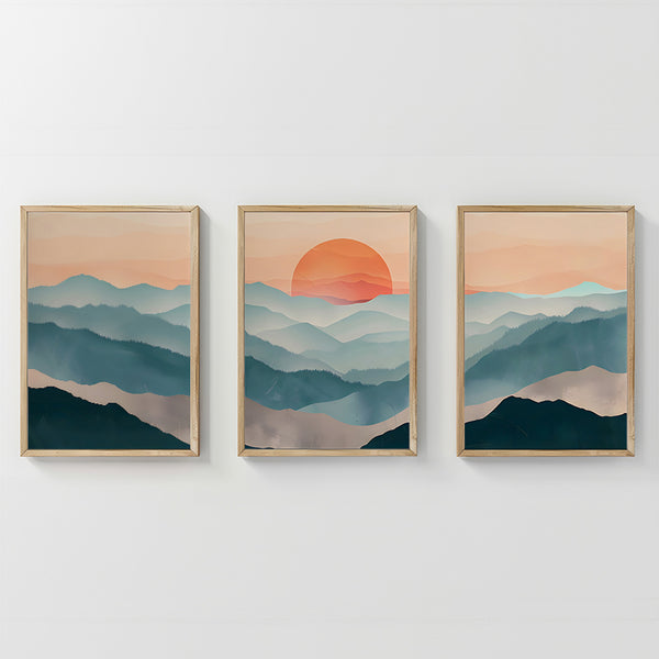 Tablou decorativ triptic Sylis, Lemn, Multicolor, 33x48 cm