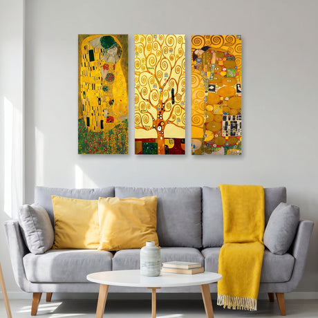 Tablou MDF (3 bucăți) Marvellous, Galben, 50x70 cm