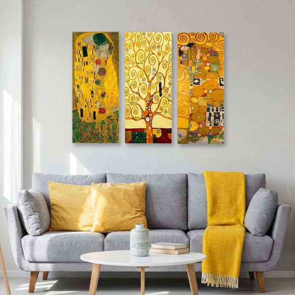 Tablou MDF (3 bucăți) Marvellous, Galben, 50x70 cm