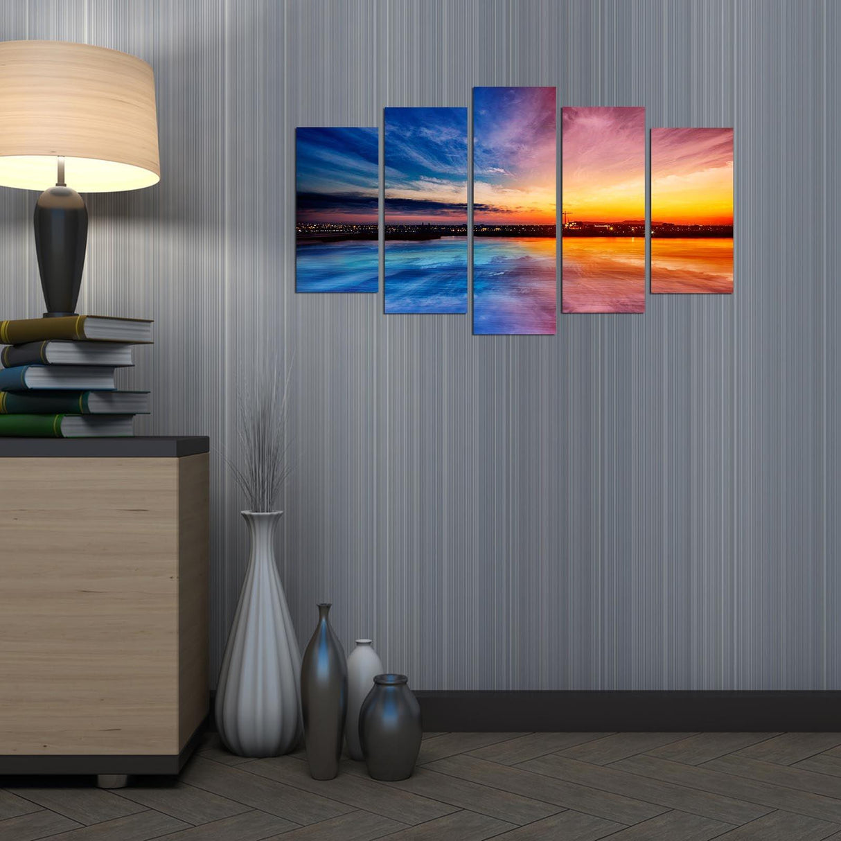 Tablou MDF ( 5 buc ) Australia, Multicolor, 60x110 cm