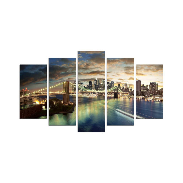 Tablou MDF ( 5 buc ) Brooklyn Pod, Multicolor, 60x110 cm