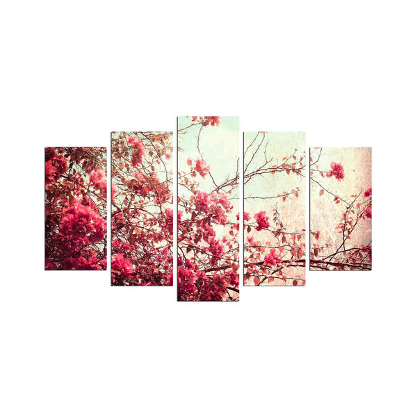 Tablou MDF ( 5 buc ) Gradina Japoneaza, Multicolor, 60x110 cm
