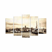 Tablou MDF ( 5 buc ) istanbul Galata, Multicolor, 60x110 cm