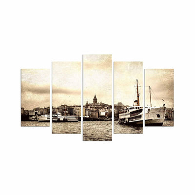 Tablou MDF ( 5 buc ) istanbul Galata, Multicolor, 60x110 cm