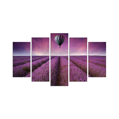 Tablou MDF ( 5 buc ) Lavanda Cappadocia, Multicolor, 60x110 cm