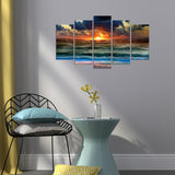 Tablou MDF ( 5 buc ) Nazare Valuri, Multicolor, 60x110 cm