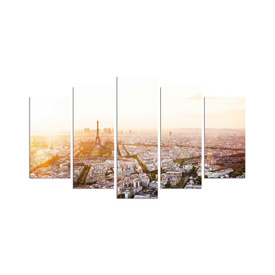 Tablou MDF ( 5 buc ) Paris Drone, Multicolor, 60x110 cm