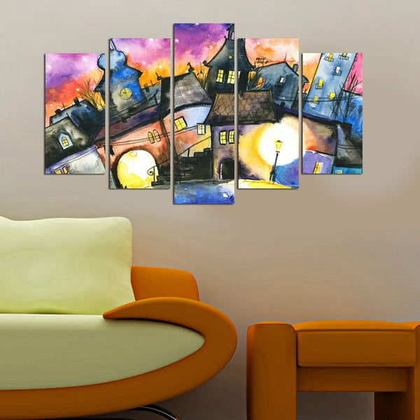 Tablou MDF ( 5 buc ) Van Gogh Amsterdam, Multicolor, 60x110 cm