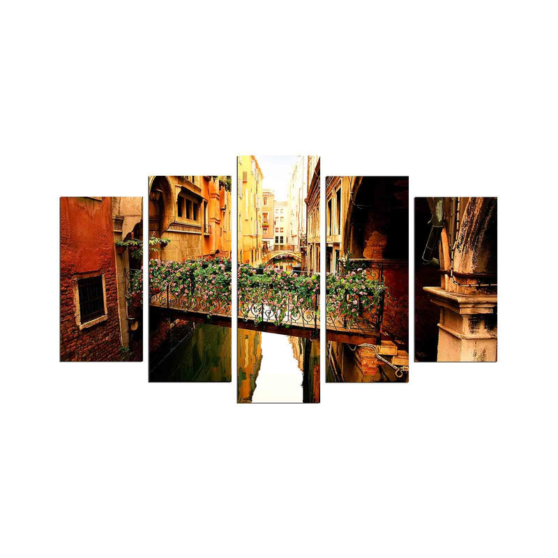Tablou MDF ( 5 buc ) Venezia Pod inflorit, Multicolor, 60x110 cm