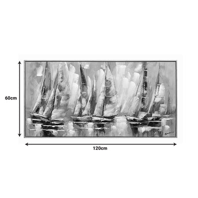 Tablou pe pânza cu rama Yelkan I, Pânza și Lemn, Multicolor, 120x60 cm, imagine suplimentara