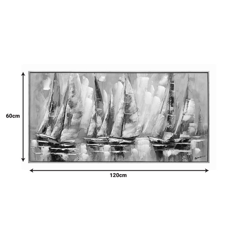 Tablou pe pânza cu rama Yelkan I, Pânza și Lemn, Multicolor, 120x60 cm, imagine suplimentara