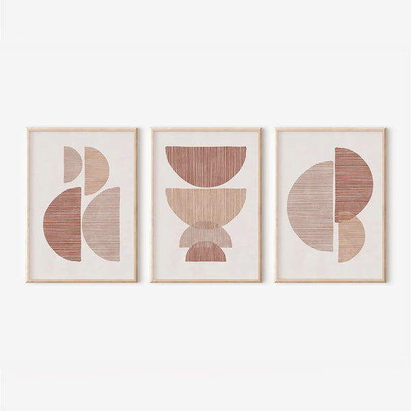 Tablou Peria, stil triptic, cu ramă, Multicolor, 33x48 cm