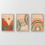 Tablou triptic Delea, Rama lemn, Multicolor, 33x48 cm