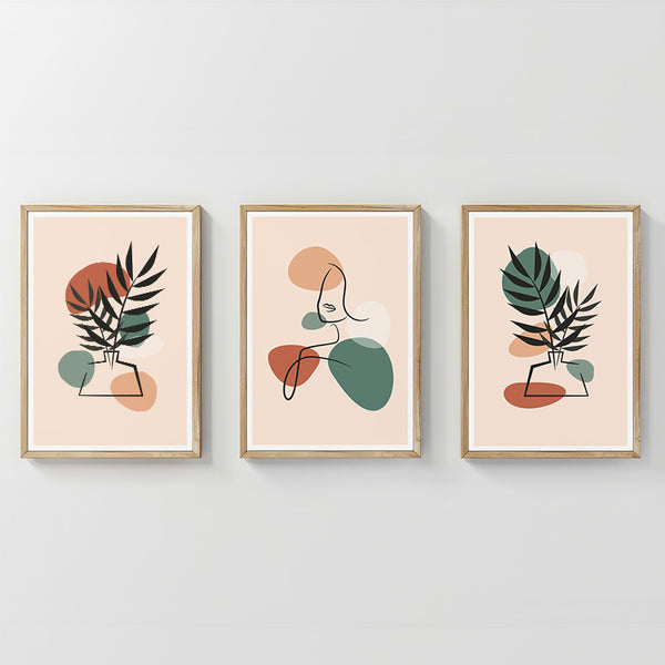 Tablou triptic Elix, Ramă metalică, Multicolor, 33x48 cm