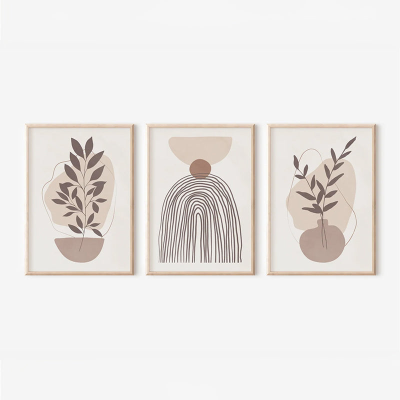 Tablou triptic Frendy, Cadru din lemn, Multicolor, 33x48 cm