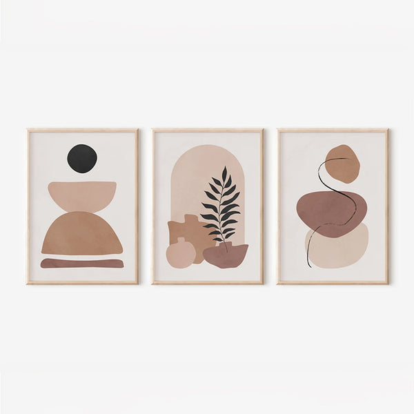 Tablou triptic Halona, Ramă inclusă, Multicolor, 33x48 cm