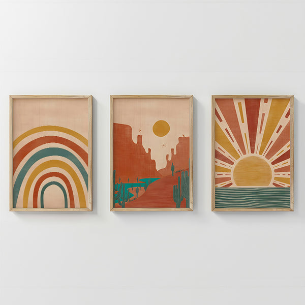 Tablou triptic Jecko, Multicolor, 33x48 cm