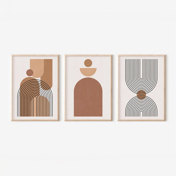 Tablou triptic Rexion, Lemn/Canvas, Multicolor, 33x48 cm