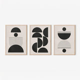 Tablou triptic Sanxia, Cadran, Negru, 33x48 cm