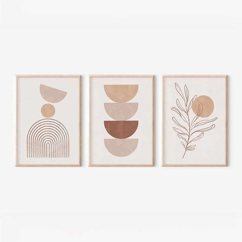 Tablou triptic Teronja, Cu ramă, Multicolor, 33x48 cm
