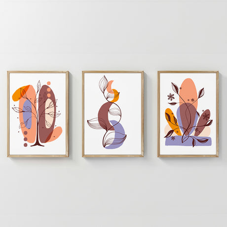 Tablou Viora, Triptic, Lemn, Multicolor, 33x48 cm