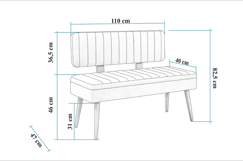 Taburet Banca Bucatarie Bench, 110x83x47 cm