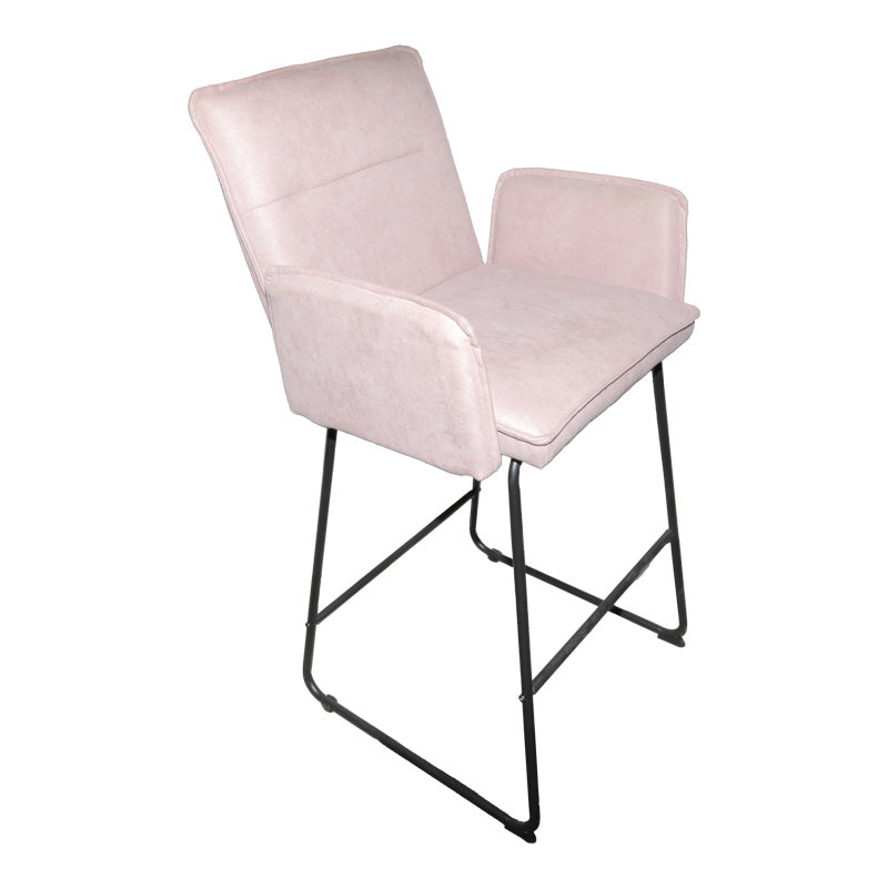 Scaun de bar Essential, stofa si metal, 57x64x107 cm - Roz