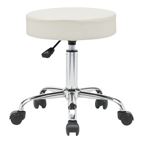 Taburet birou-lucru cu roti Uficio pu, alb, 46x42x48-64 cm