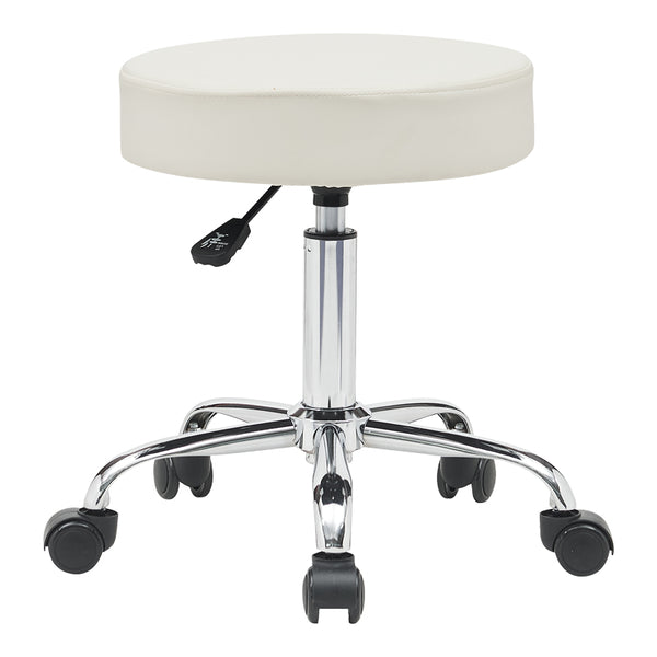 Taburet birou-lucru cu roti Uficio pu, alb, 46x42x48-64 cm