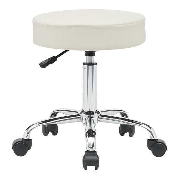Taburet birou-lucru cu roti Uficio pu, alb, 46x42x48-64 cm