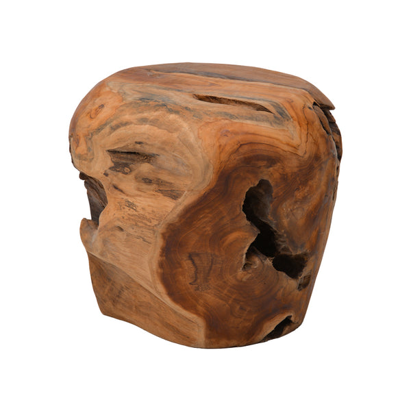 Taburet Bolare din lemn de teak, Natural, Ø40x35 cm