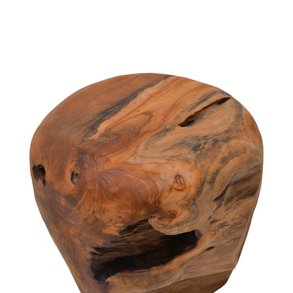 Taburet Bolare din lemn de teak, Natural, Ø40x35 cm