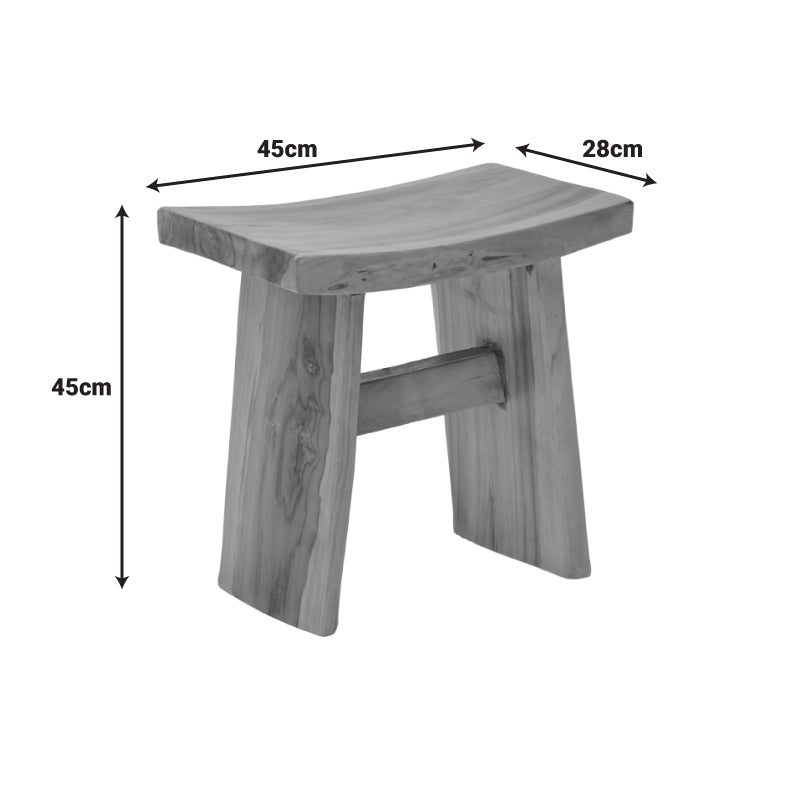 Taburet Borbe din lemn de teak, Natural, 45x28x45 cm