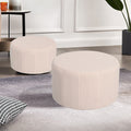 Taburet cu functie de pouf Gabello, Set 2 bucati, Boucle, Bej, 44x26 cm, imagine suplimentara