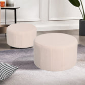 Taburet cu functie de pouf Gabello, Set 2 bucati, Boucle, Bej, 44x26 cm, imagine suplimentara