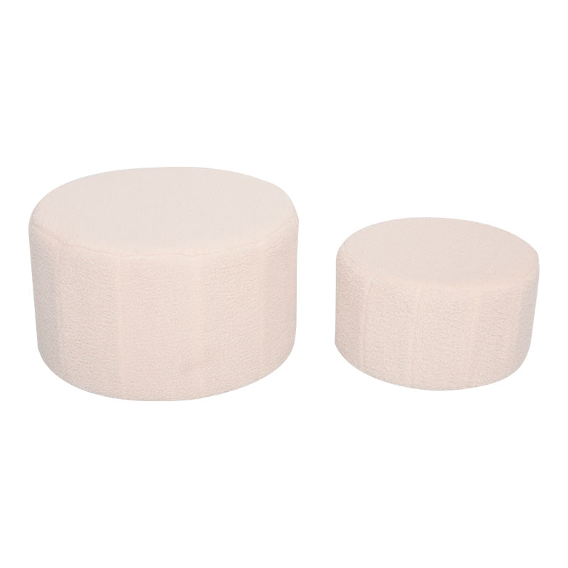 Taburet cu functie de pouf Gabello, Set 2 bucati, Boucle, Bej, 44x26 cm, perspectiva suplimentara