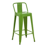 Taburet de bar cu spatar de inaltime medie Utopia din metala, antracit, 42x42x86 cm - Verde