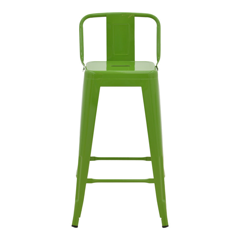 Taburet de bar cu spatar de inaltime medie Utopia din metala, antracit, 42x42x86 cm - Verde