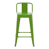 Taburet de bar cu spatar de inaltime medie Utopia din metala, antracit, 42x42x86 cm - Verde