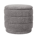 Taburet cu spațiu de depozitare Bettia stofă teddy, gri, Ø41x39 cm - Gri