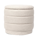 Taburet cu spațiu de depozitare Bettia stofă teddy, gri, Ø41x39 cm - Bej