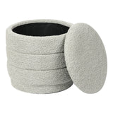 Taburet cu spațiu de depozitare Bettia stofă teddy, gri, Ø41x39 cm - Mentă