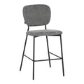Scaun De Bar Taburet de bar cu functie reglabila, Bouclé Gri Închis, Negre, 48x54x100 cm