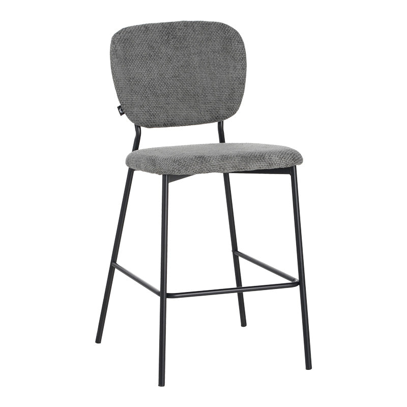 Taburet de bar cu functie reglabila, Bouclé Gri Închis, Negre, 48x54x100 cm