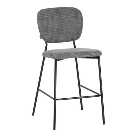 Taburet de bar cu functie reglabila, Bouclé Gri Închis, Negre, 48x54x100 cm