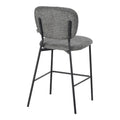 Taburet de bar cu functie reglabila, Bouclé Gri Închis, Negre, 48x54x100 cm, imagine suplimentara