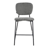 Taburet de bar cu functie reglabila, Bouclé Gri Închis, Negre, 48x54x100 cm