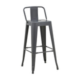 Taburet de bar cu spatar de inaltime medie Utopia din metala, antracit, 42x42x86 cm - Antracit
