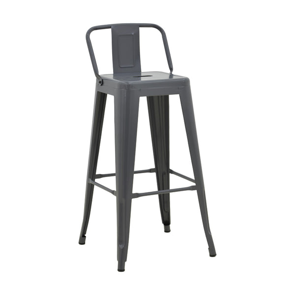 Taburet de bar cu spatar de inaltime medie Utopia din metala, Antracit - Verde, 42x42x86 cm