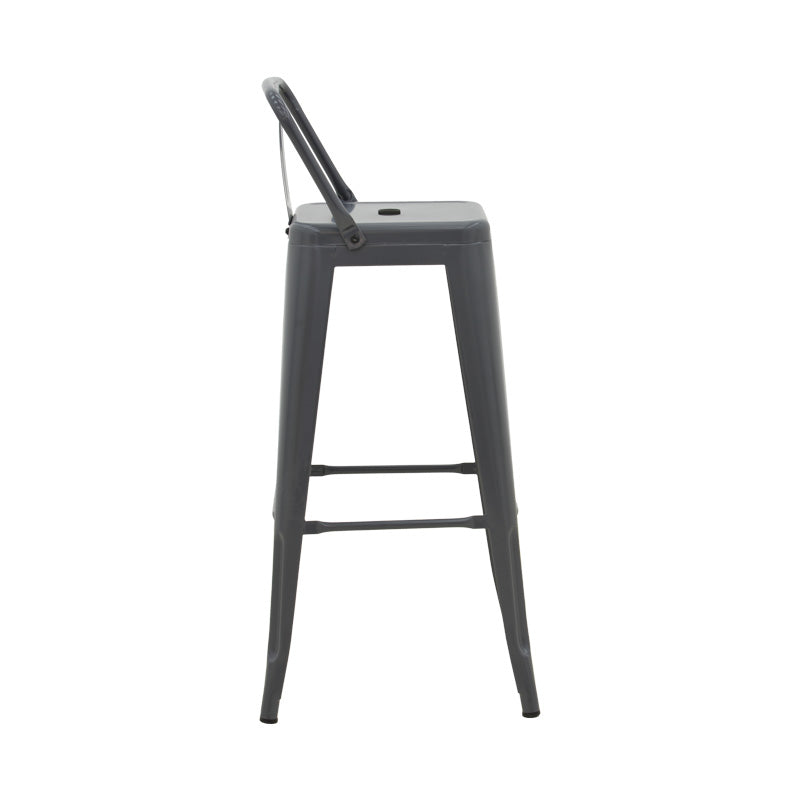 Taburet de bar cu spatar de inaltime medie Utopia din metala, antracit, 42x42x86 cm - Antracit
